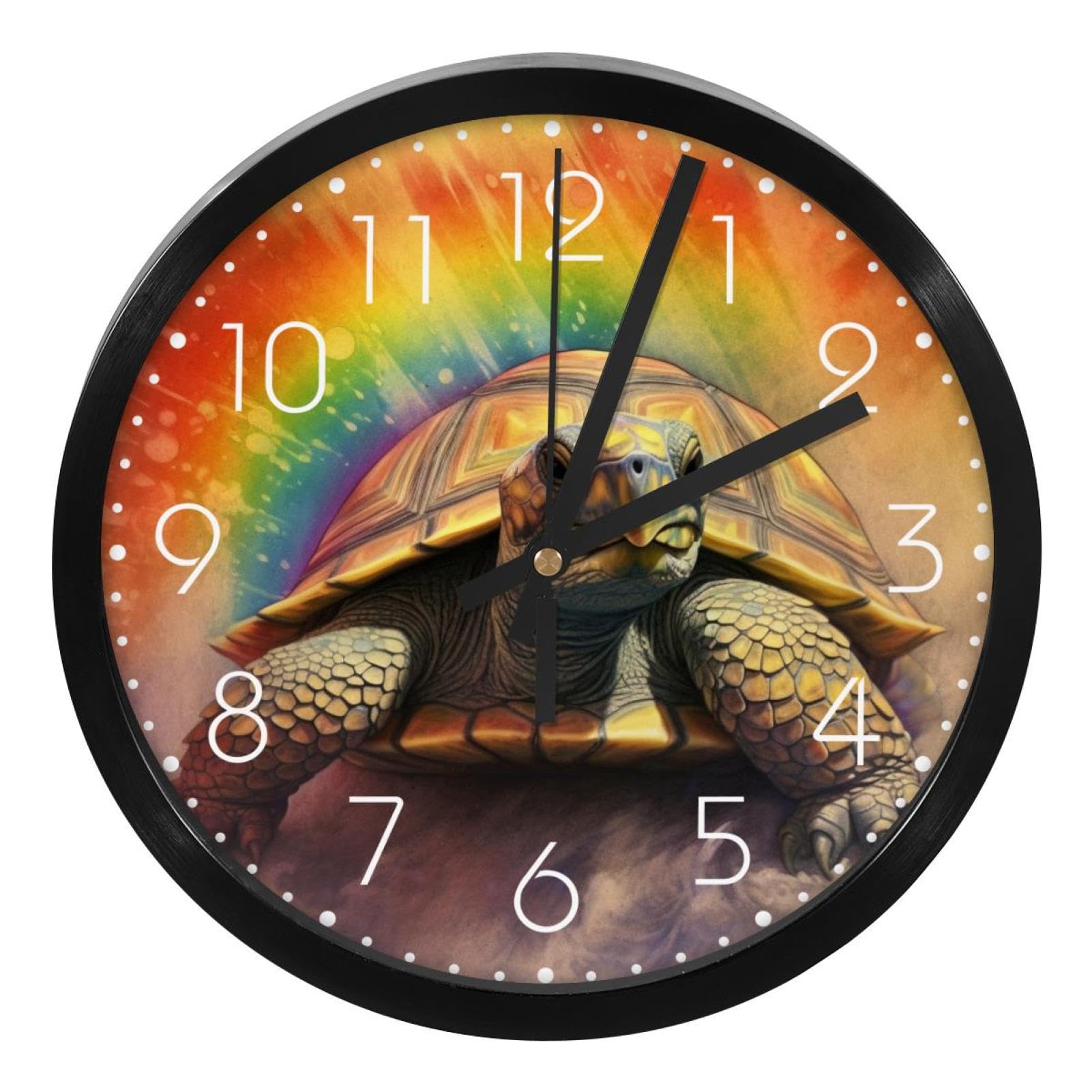 Horloge murale pour école et bureau design tortue multicolore 24cm
