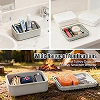 Vista 7 de Estuche de viaje extra grande a prueba de fugas para champú y acondicionador con capa de drenaje, mantiene el jabón seco, para viajes prolongados