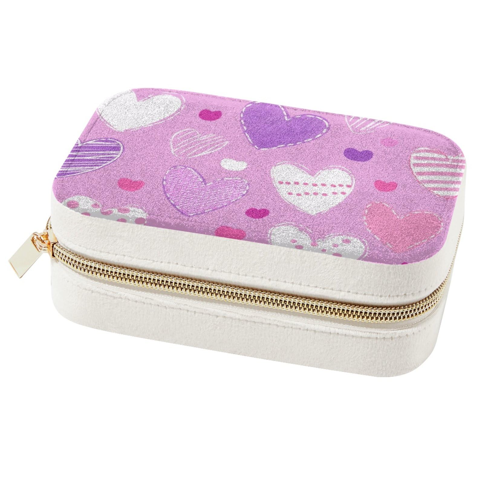 Boîte à bijoux portable femmes et filles : rangement voyage violet
