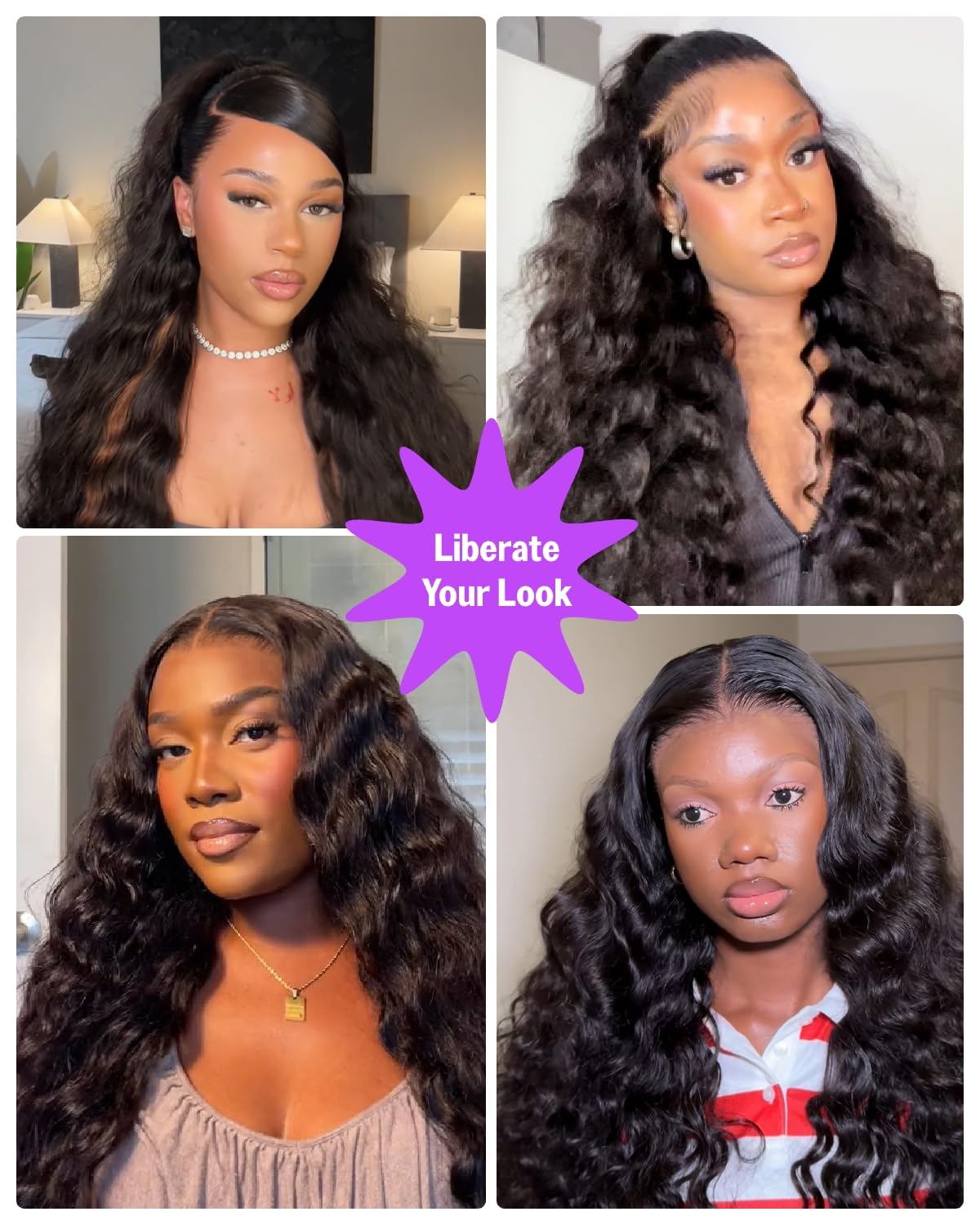 Glueless Wig Loose Deep Wave Lace Front Wigs Human Hair 12A Glueless Wigs Human Hair Pre Plucked Pre Cut 6x5 Closure Wig Pre Bleached Loose Wave Wig 20 Inch