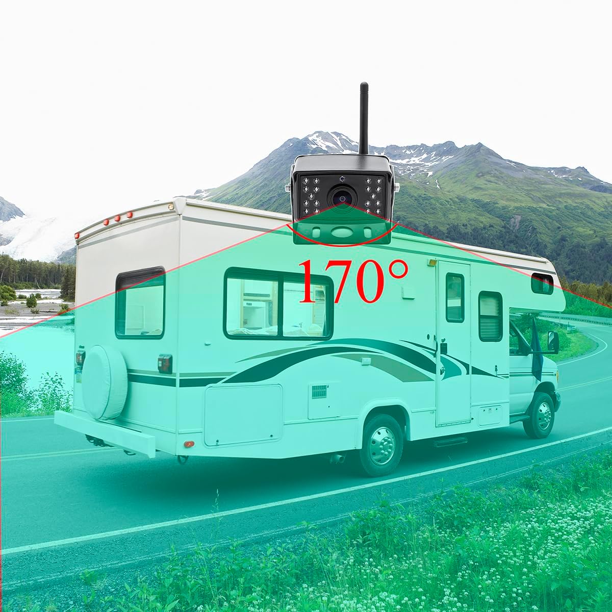 Vehicle 720P Digital Wireless Backup Camera System 7inch AHD IPS Monitor 1024X600 DVR Loop Recording+IP69K Waterproof IR Wireless Reversing Camera Dash Camera for Car Truck Bus RV Trailer