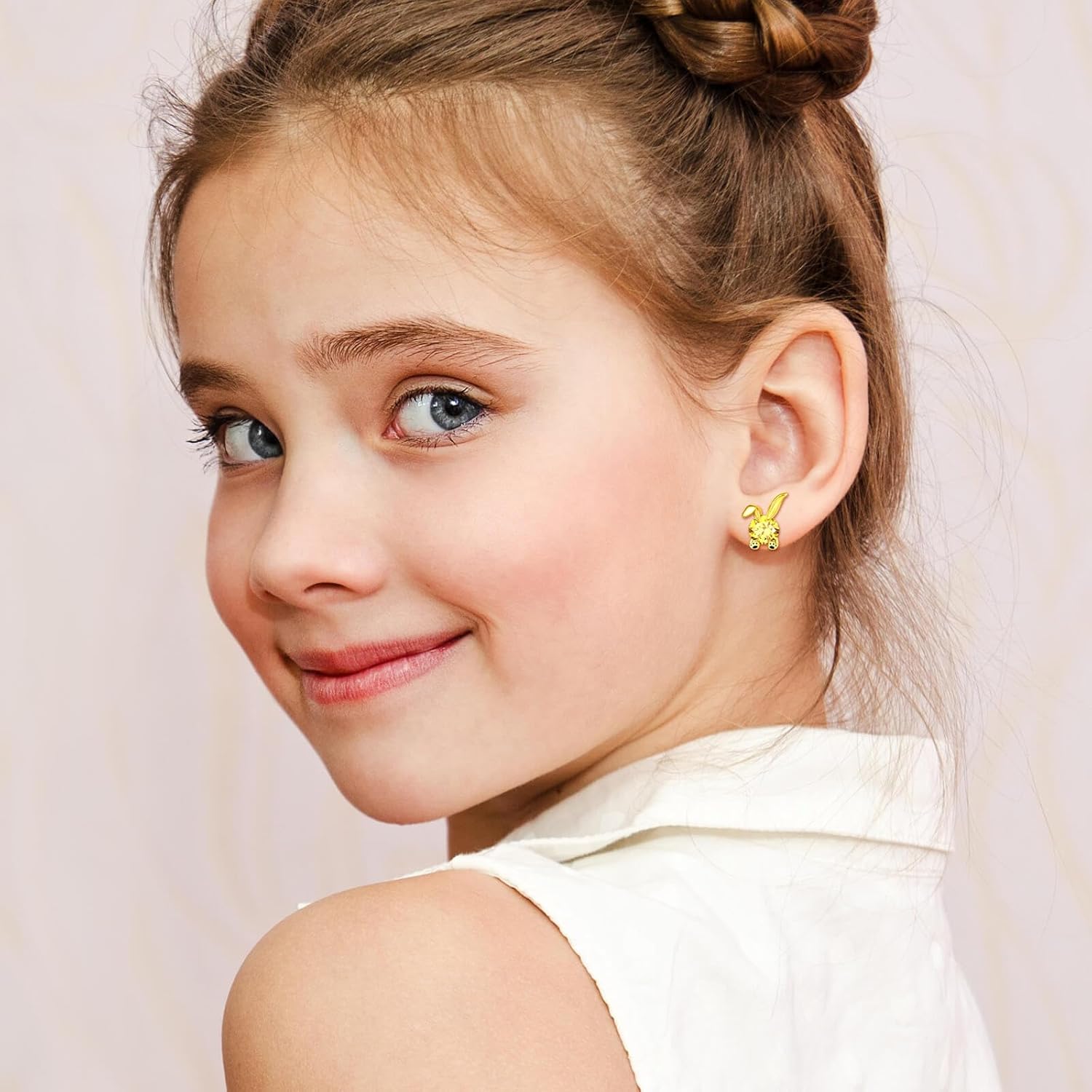 Bunny Studs Earrings 14K Gold Plated Copper for Women-Mini CZ Rabbit Easter Earrings-Easter Jewelry Gifts for Bunny Rabbit Lovers - Image 4