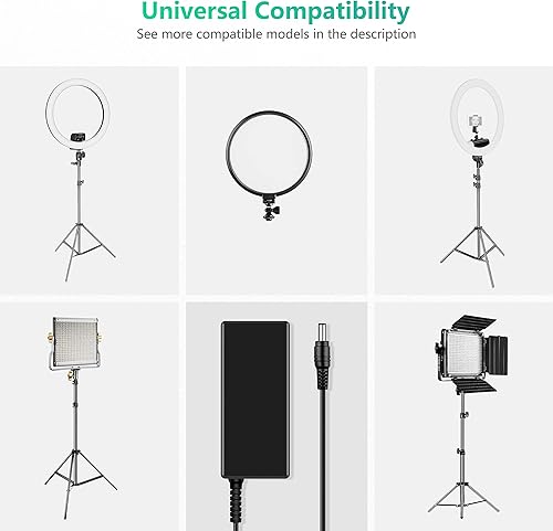 Miniatura 5 de FITE ON Adaptador de fuente de alimentación AC 100-240V a DC 12V 3A 36W Cable cargador de repuesto para VILTROX Kit de luz de estudio Anillo de luz