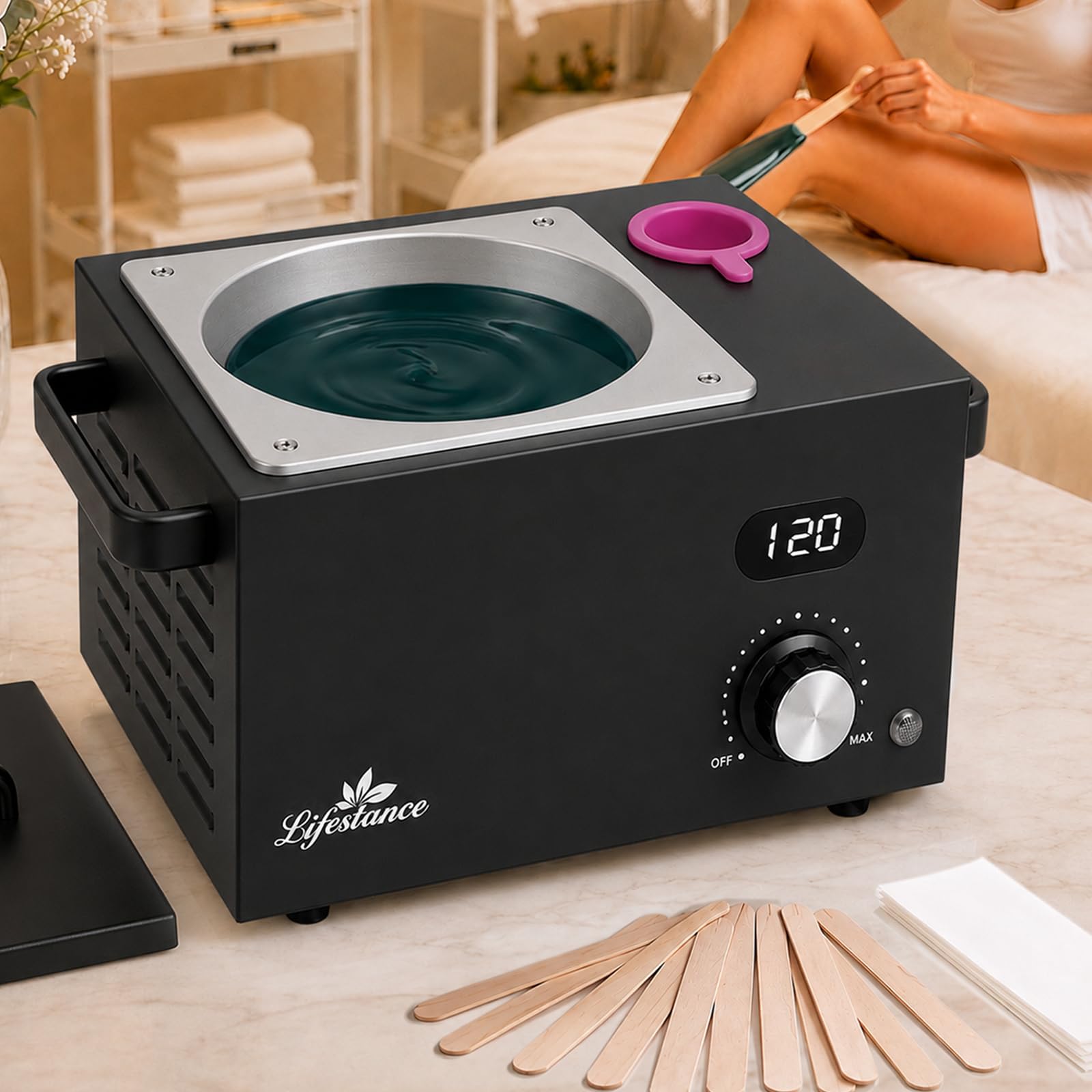 Scaldacera portatile per depilazione indolore: scaldacera professionale a pentola singola con temperatura regolabile, ideale per viso, corpo e salone, per donne e uomini (nero)