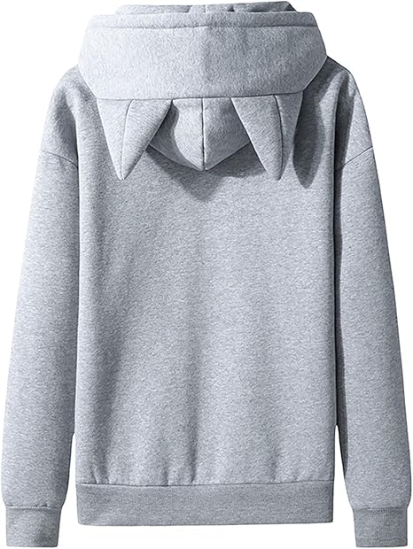 Y2k Zip Up Hoodie Cat Ears Hoodie For Men Sweden Kawaii Cotton