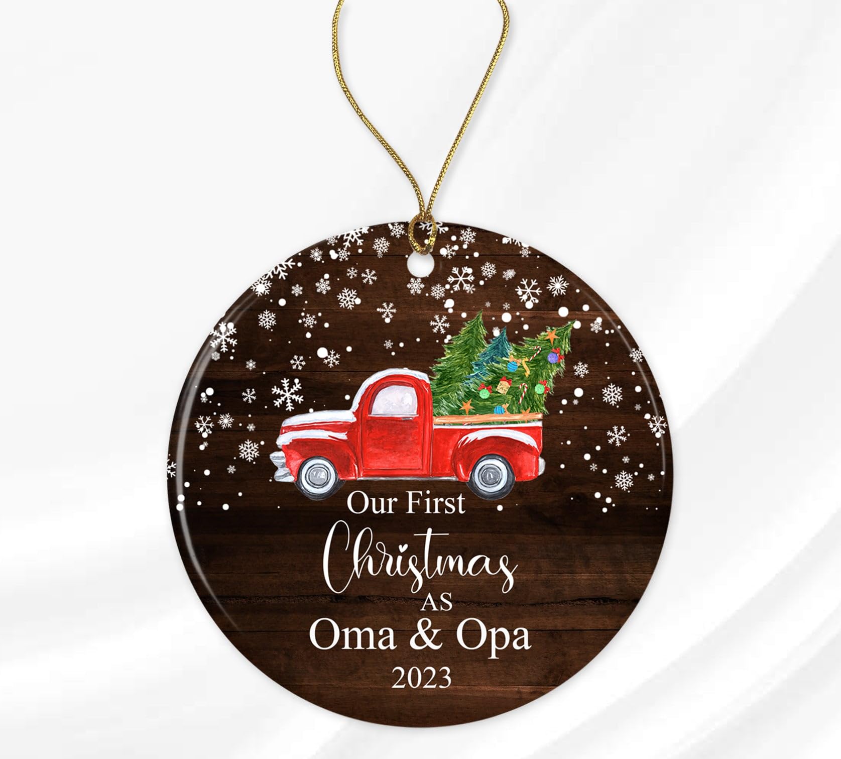 Yanashop88 Our First Christmas As Oma & Opa 2021 Ornament New Grandpa Grandma Xmax Tree Decoration - Car Christmas - First Time Grandparent Gift - Ceramic Ornament Both Sides
