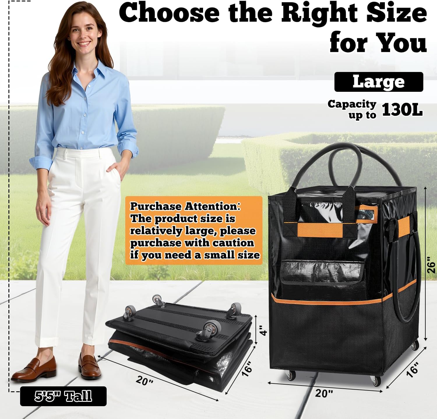 reusable grocery bag on wheels, 130l large-capacity zippered roller tote, carries up to 90 lbs, lightweight for groceries, laundry, moving, storage