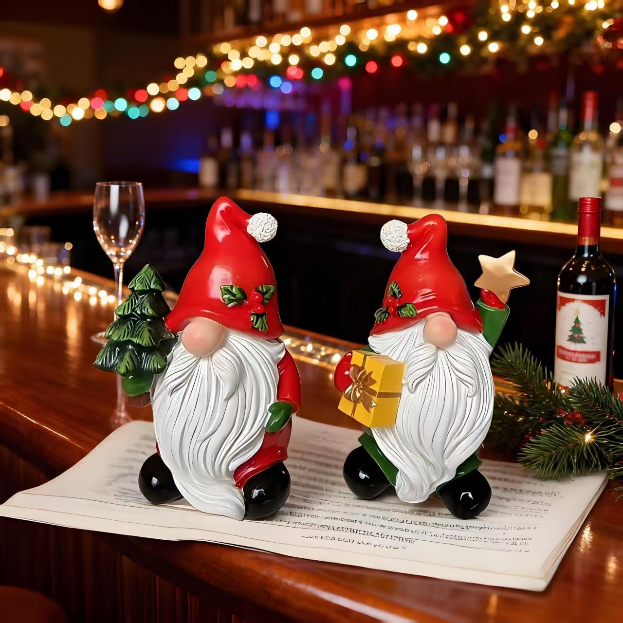 2PCS Christmas Resin Gnomes Handmade Christmas Resin Gnomes Holiday Present, Winter Table Christmas Tree Decorations Indoor and Display on Mantel or Window Sill Living Room - Image 7