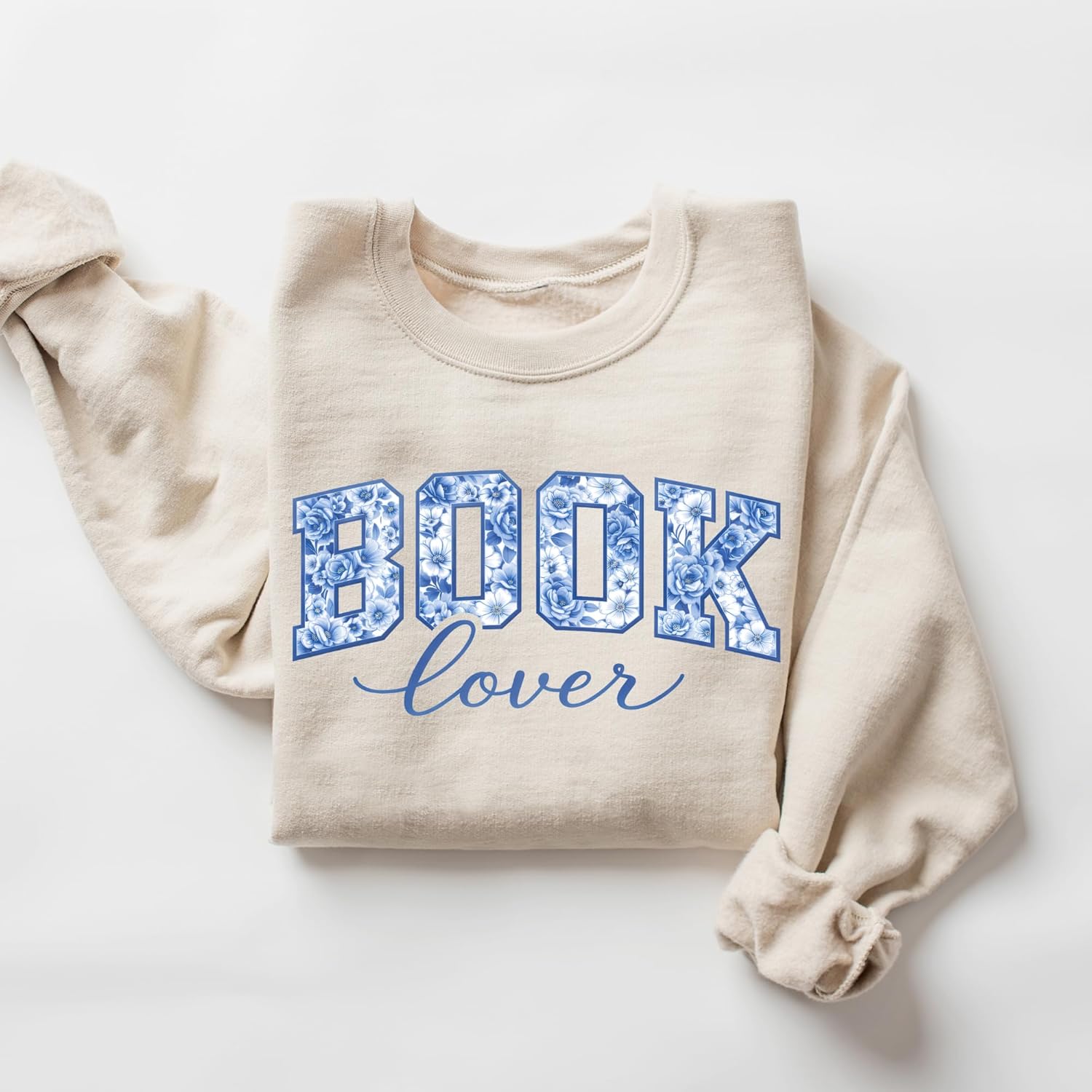 Book Lover Sweatshirt Floral Typography Reading Graphic Cozy Pullover