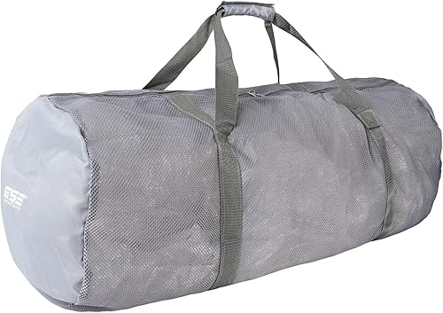 Bolsa de lona deportiva de malla grande de alta resistencia, color gris, bolsa seca, equipo de buceo, bolsa de buceo con cremallera. Ideal para