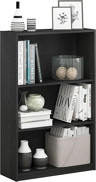 FURINNO JAYA Simple Home 3-Tier Adjustable Shelf Bookcase, Black