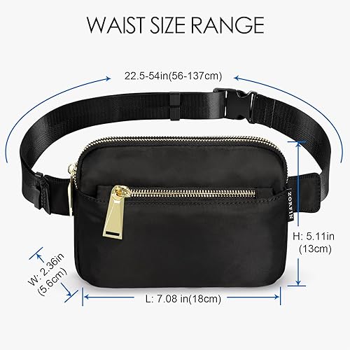 Miniatura 3 de ZORFIN Riñoneras para mujeres y hombres, bolsa para cinturón con 4 bolsillos con cremallera, riñoneras modernas, bolsas cruzadas ligeras con correa