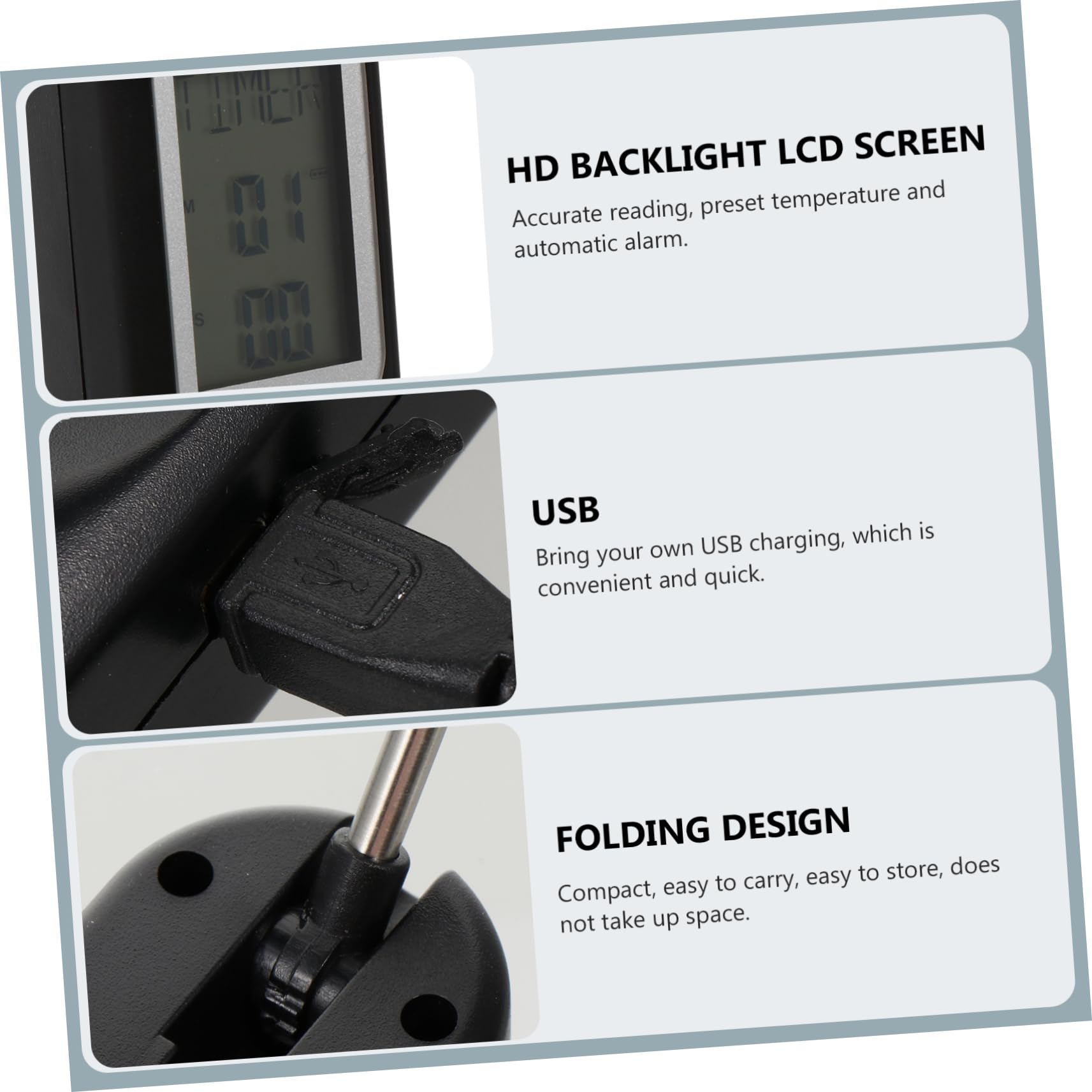 MAGICLULU 2sets Termometro Digitale Per Con Ricarica Usb Misuratore Di Temperatura Per Cucina e Barbecue Lettura Istantanea e Allerta Sonora Strumento Pratico Per Pollame Manzo e Suino