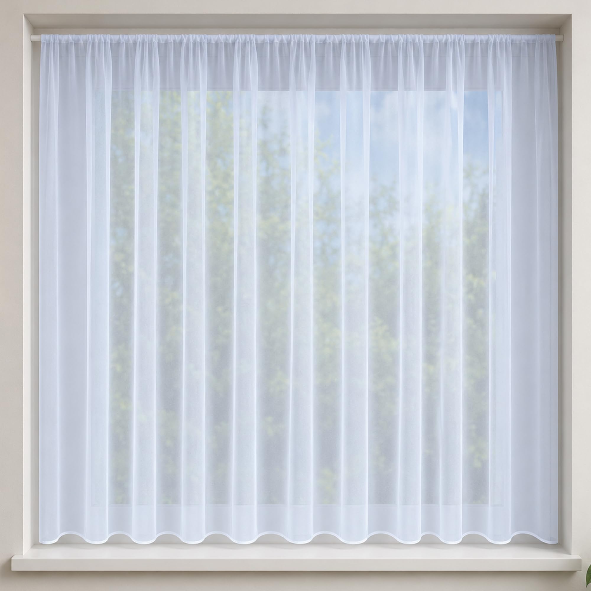 1.5 Metre Wide x 45" (115cm) Drop - Marina Optic White Modern Plain Voile Net Curtain - Panel By The Metre - Easy To Hang Contemporary Slot Top Design