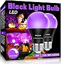 LED Black Light Bulbs 2 Pack, A19 9W UV Black Light Replace Up to 100W, 120V E26 Base UVA Level 385-400nm, Glow in The Dark for Body Pain, Blacklights Party, Halloween