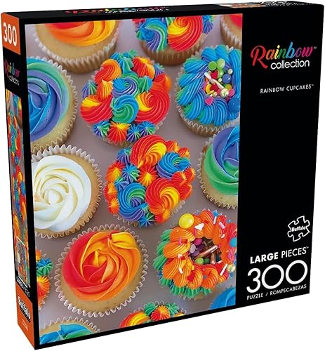 Buffalo Games - Erin Shelton - Rainbow Cupcakes - Rompecabezas de 300 piezas para adultos, rompecabezas desafiante perfecto para noches de juego -