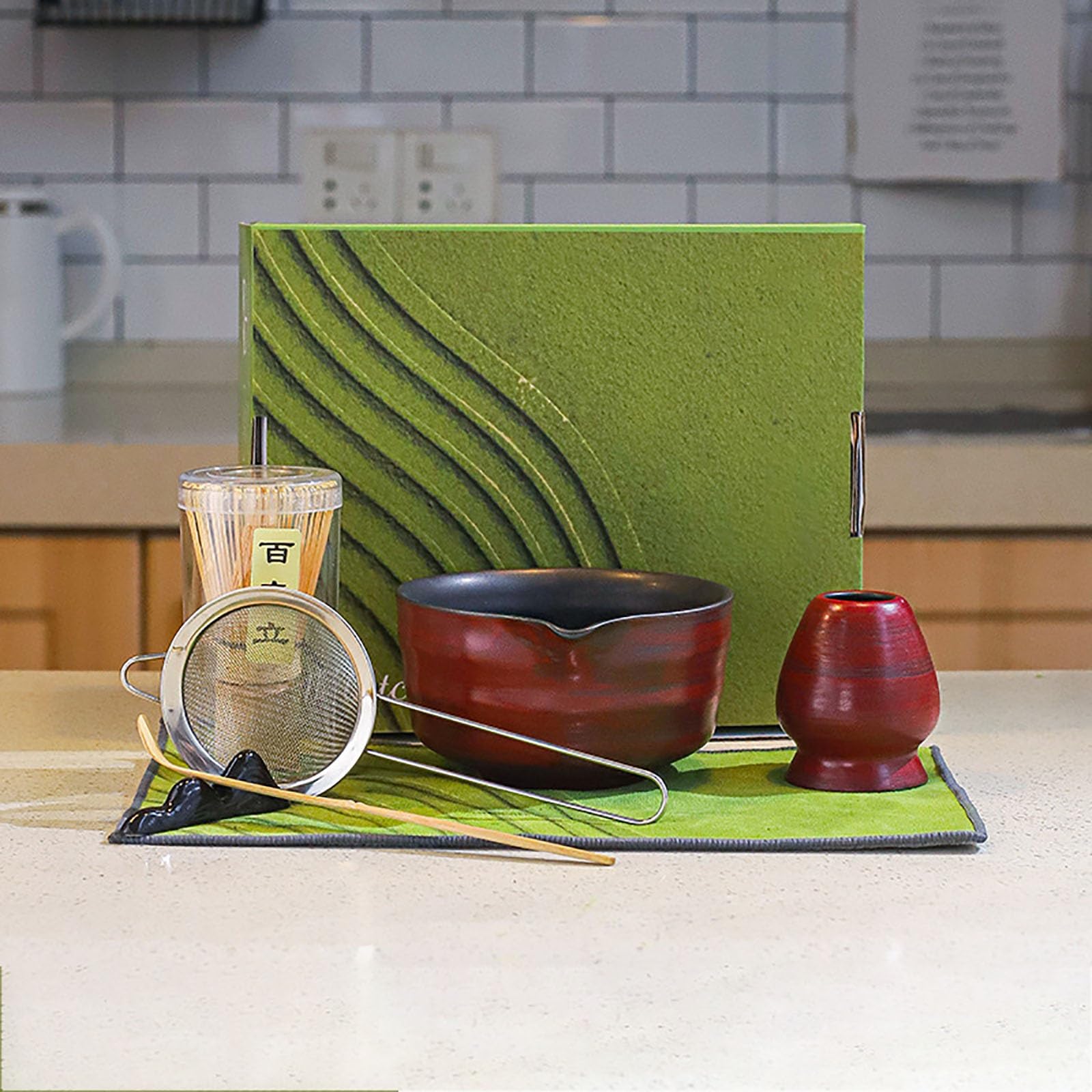 Service à thé matcha (7 pièces) complet avec fouet, cuillère et accessoires pour cérémonie du thé matcha japonais authentique, parfait pour les débutants et les amateurs