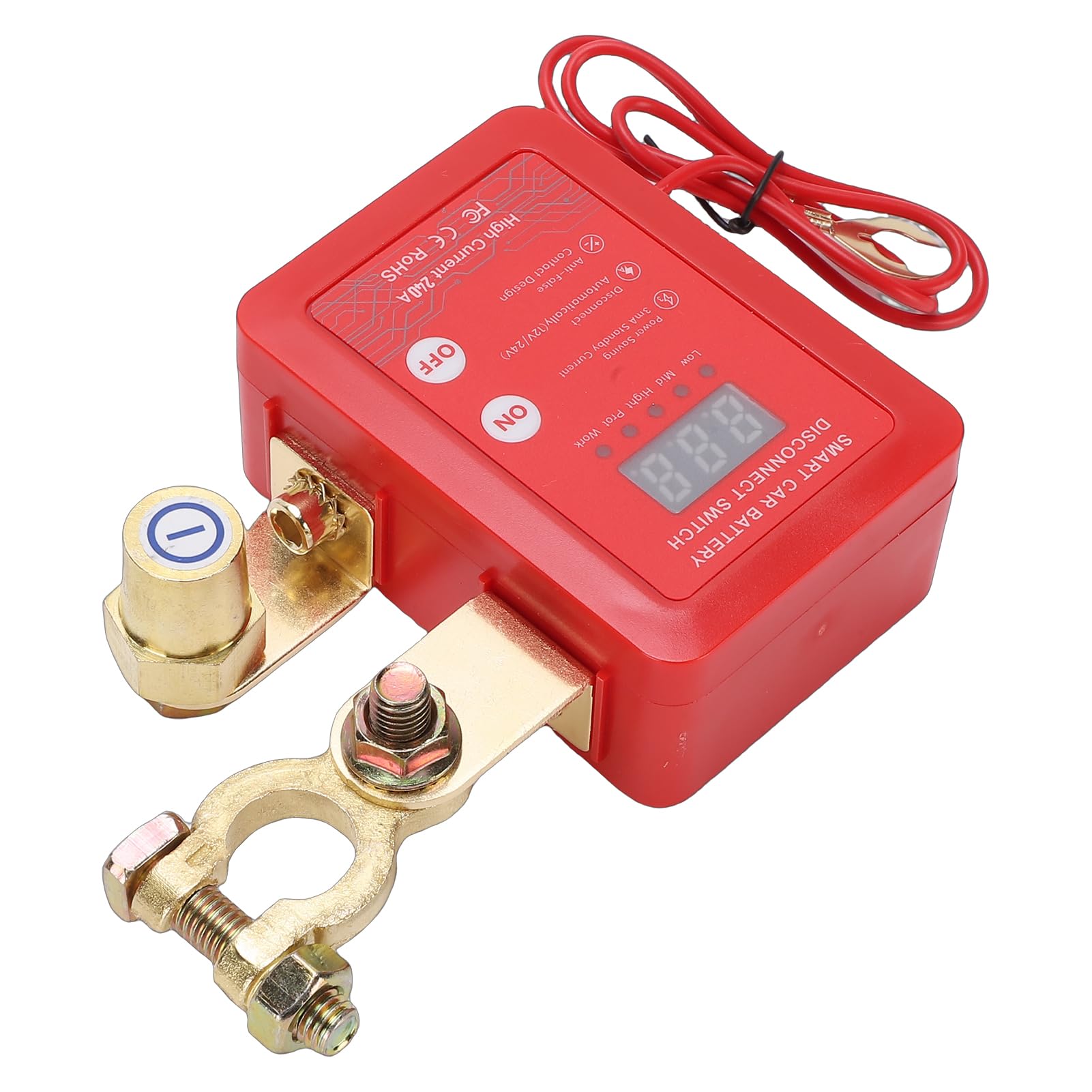 Fabater Coupe-Batterie, Interrupteur de Déconnexion de Batterie à Distance Double Tension 12 V 24 V, Coupe-circuit pour Voiture avec Affichage de Tension LED et Protection Antivol pour Voitures,