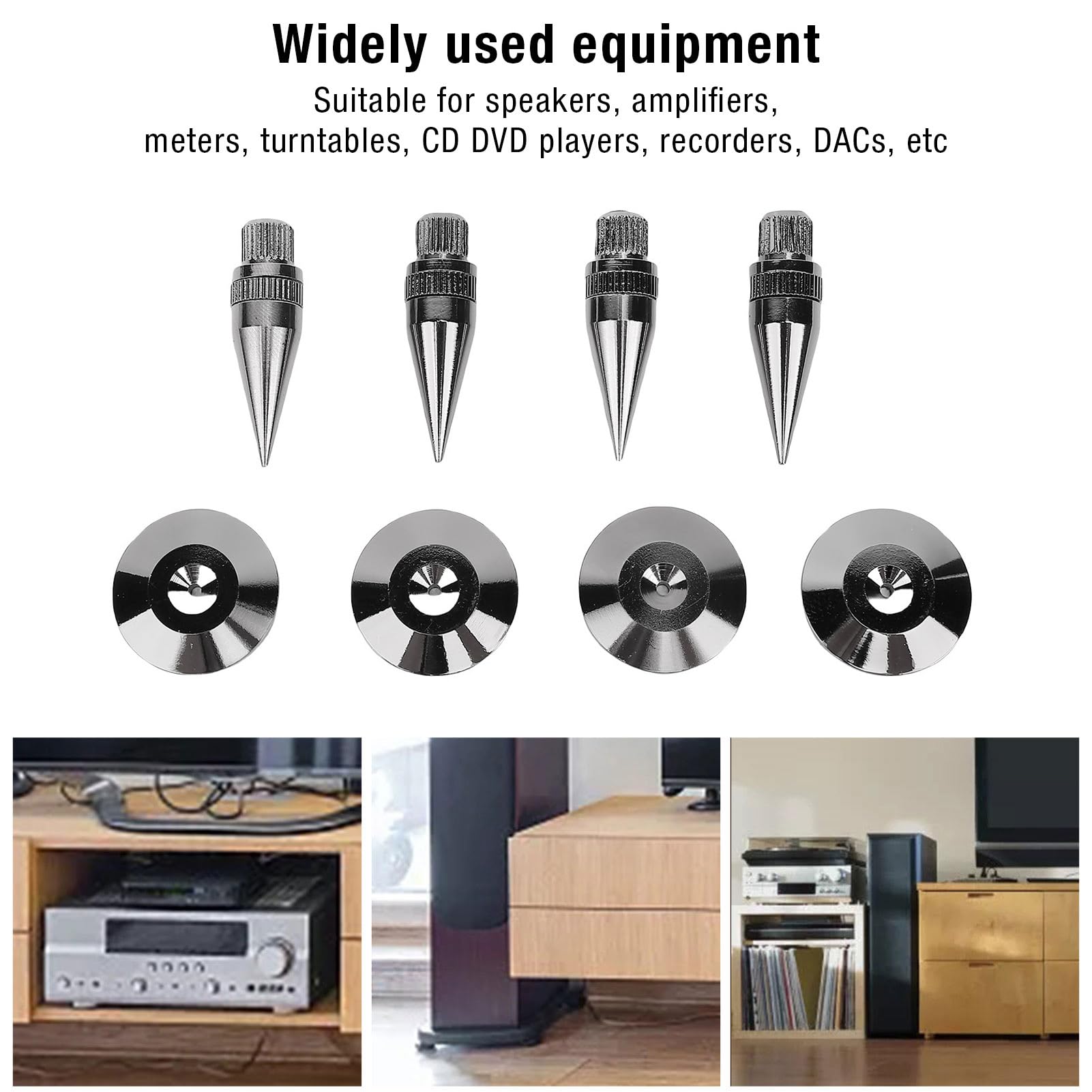 banapoy 16 Punte Isolanti per Altoparlanti, Piedini Regolabili per Ammortizzatori per Altoparlanti, Piedini Conici per Subwoofer, Lettori CD e DVD, Amplificatori Audio, Giradischi