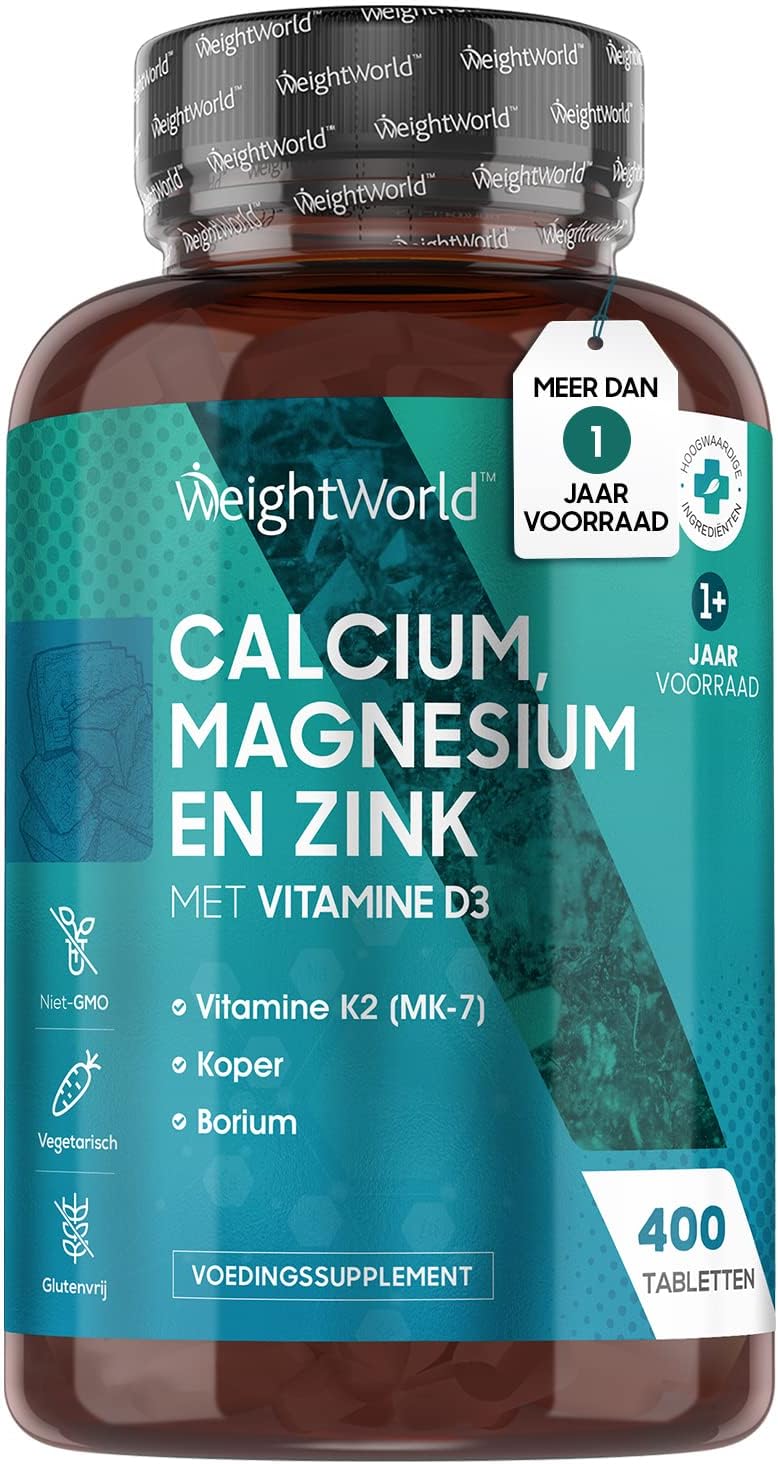 Magnesium, Calcium en Zink 400 tabletten voor meer dan 1 jaar