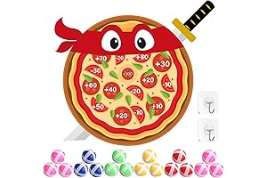 Pizza Party Game: Turtle Party Favors 24 x 22" Pizza Dart Board...