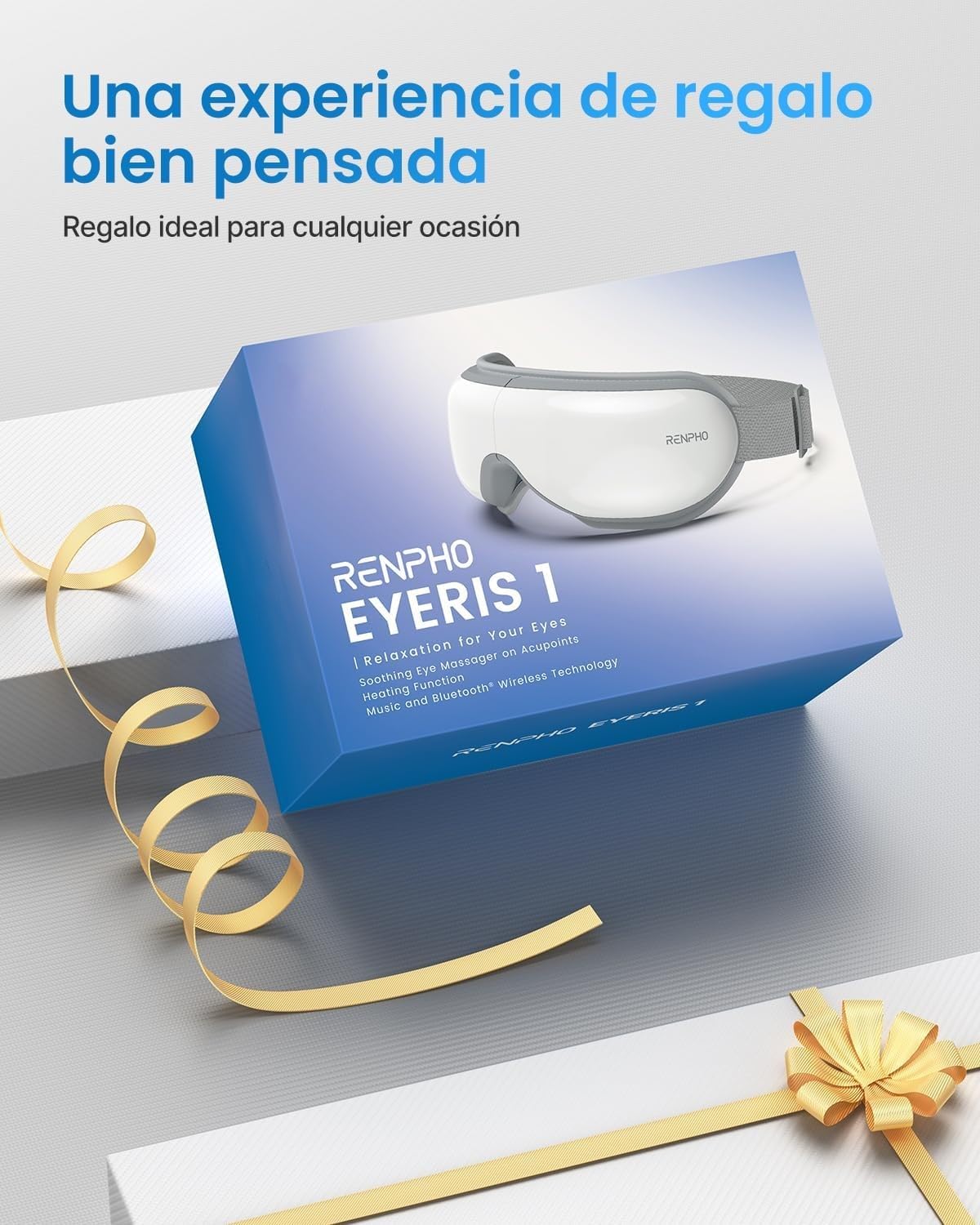 RENPHO Eyeris 1- Masajeador de ojos con calor, Música Bluetooth, Masaje vibratorio,Plegable masajeador ocular para aliviar la tensión ocular Ojos secos Mejorar el sueño, Regalos Originales para Mujer