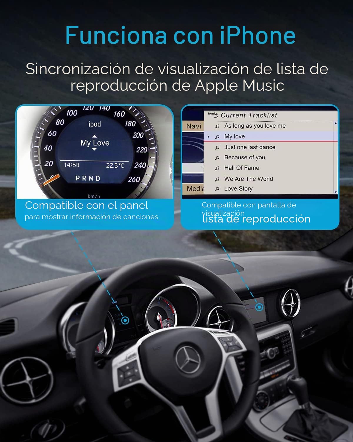 Adaptador de Audio Bluetooth para Coche para Mercedes-Benz 2008-2012 con Puerto AMI, transmisor Bluetooth con Sonido aptX-HD y Cable AMI