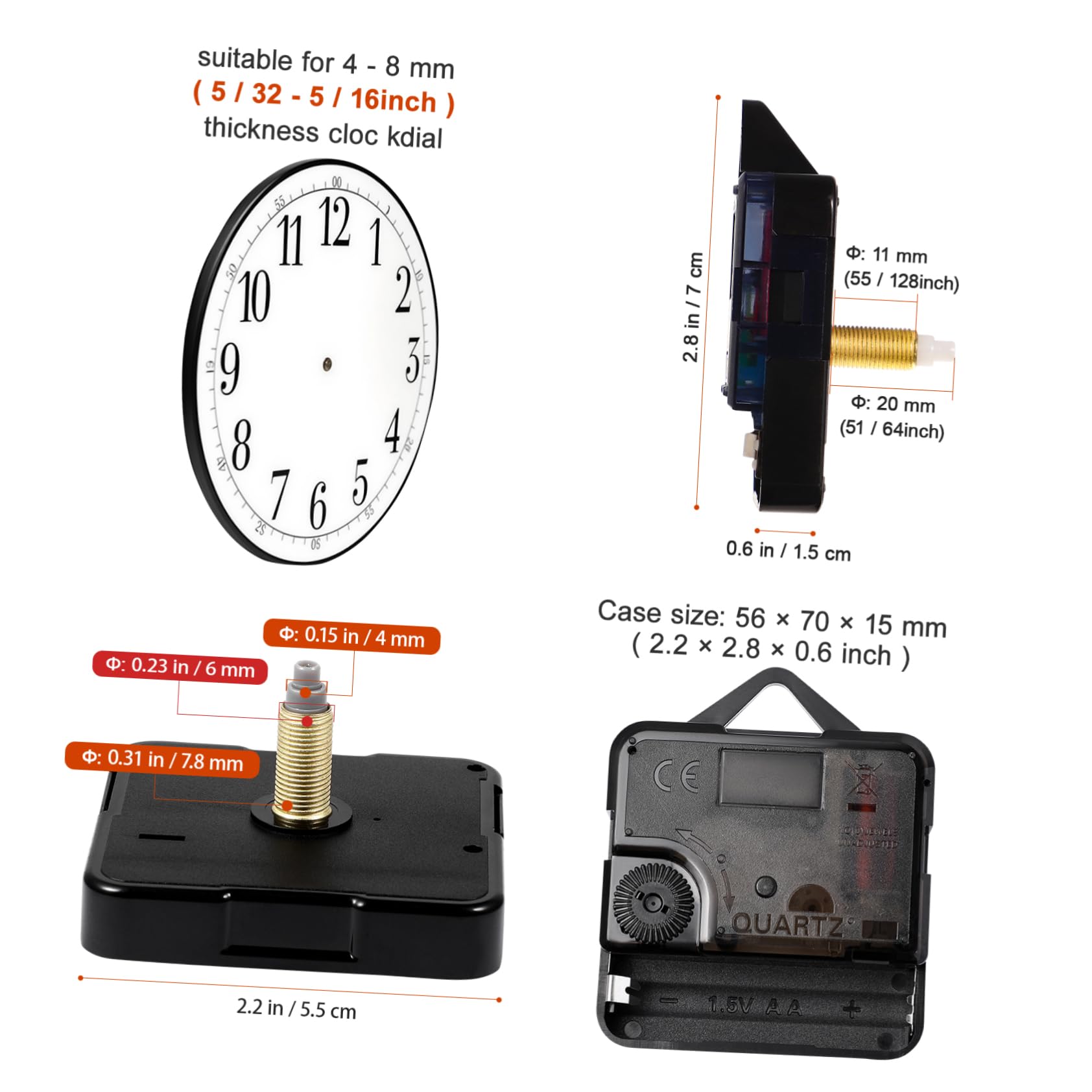 DOITOOL Kit di Sostituzione Movimento dell'orologio al Quarzo Silenzioso Movimento Muto movimenti dell'orologio Parti del meccanismo con 3 Batteria (Oro)