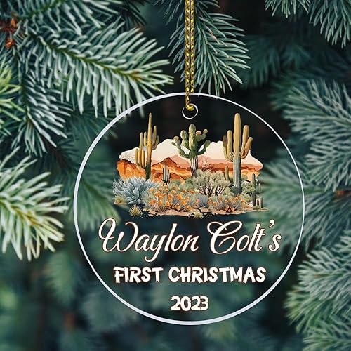 Miniatura 5 de Adornos personalizados de primera Navidad para bebés 2023, adorno del desierto de cactus, adorno de la primera Navidad del bebé, adornos
