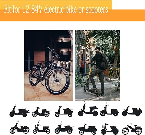 Miniatura 2 de RUIITEN 1 par de agarre del acelerador EBike, manillar universal eléctrico para bicicleta, scooter giratorio con pantalla de voltaje de batería LCD,