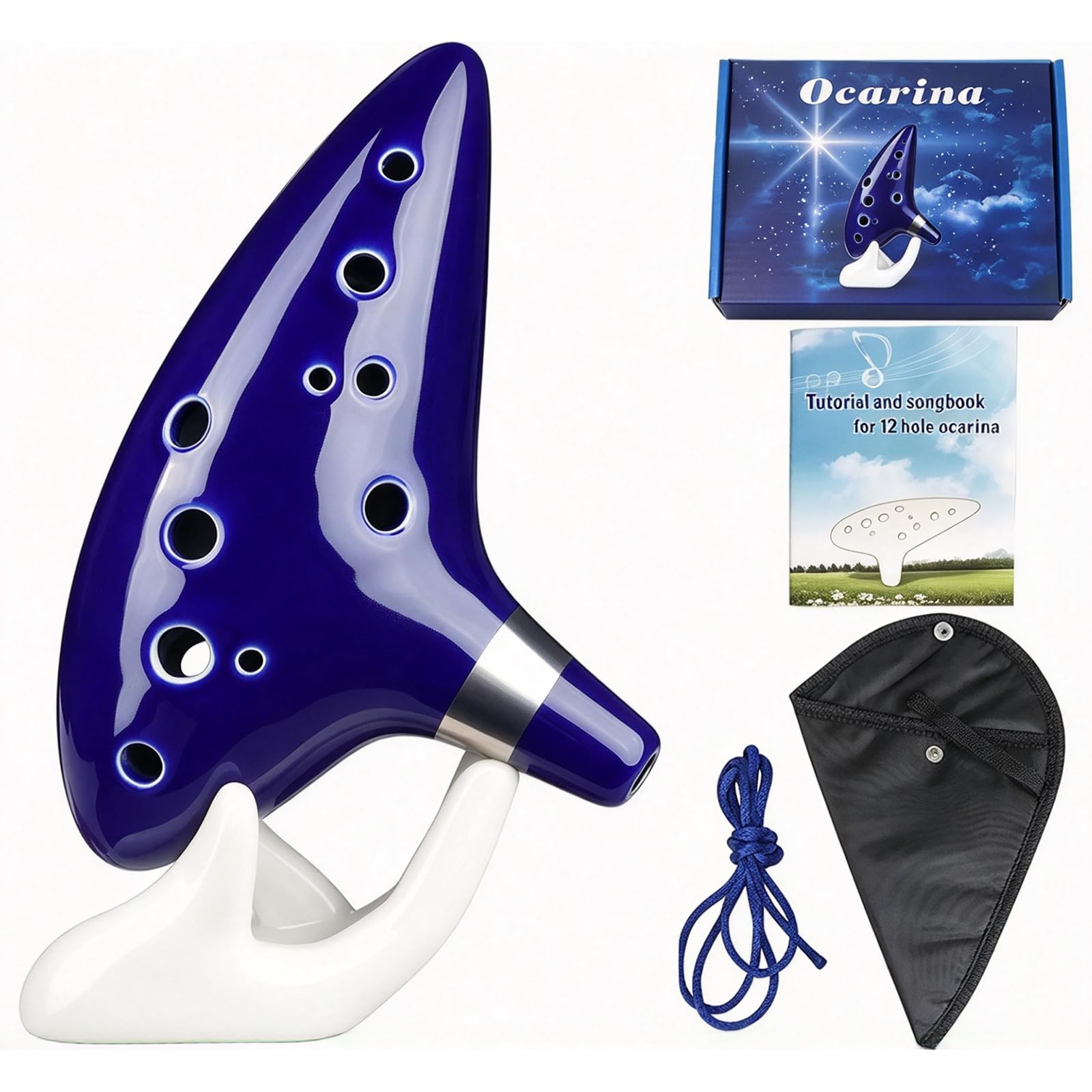 12 Hole Alto C Ocarina Instrument Hand Tuned with Storage Bag for Beginners