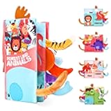 Soft Cloth Books 0-6 Months, High Contrast Sensory Baby Toys - Tummy Time, Bath, Crinkle, Squeaky, Washable, Chewable, Non-Toxic, Early Educational