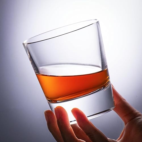 Miniatura 3 de KAMMAK Juego de 2 vasos de whisky de cristal, soplados a mano de 8.79 onzas, sin tallo, vasos de cóctel hechos a mano de lujo, taza escocesa para