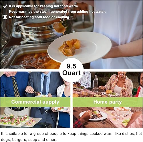 Miniatura 6 de Juego de 2 sartenes eléctricas, platos de cocina con tapa enrollable, bandeja de calentamiento de temperatura, calentador de alimentos de acero