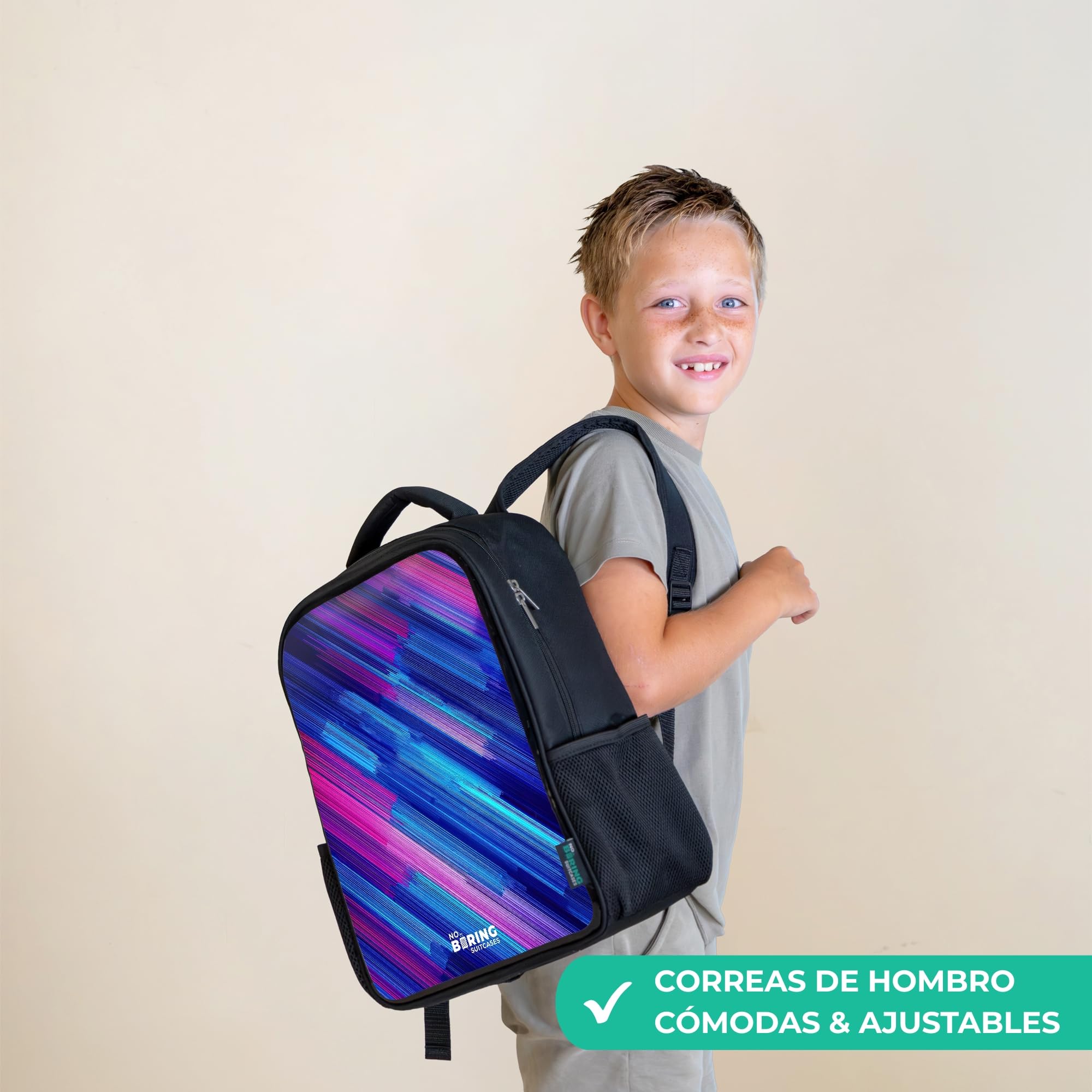 NoBoringSuitcases© Zaino Per Bambini Elementar Scuola Nero Zaini | 8L - Scolastici Backpack Da Viaggio Leggero Piccolo Zainetto School Bag Colorato Asilo Bimbo