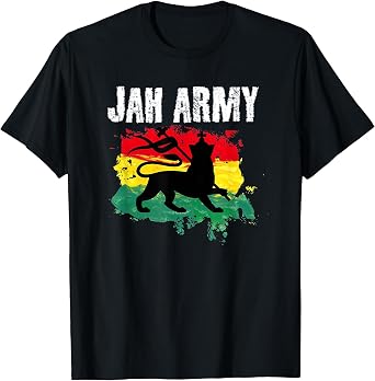 Jah Jah Army Rastafarian Clothing Jamaica Souvenir Reggae T-Shirt