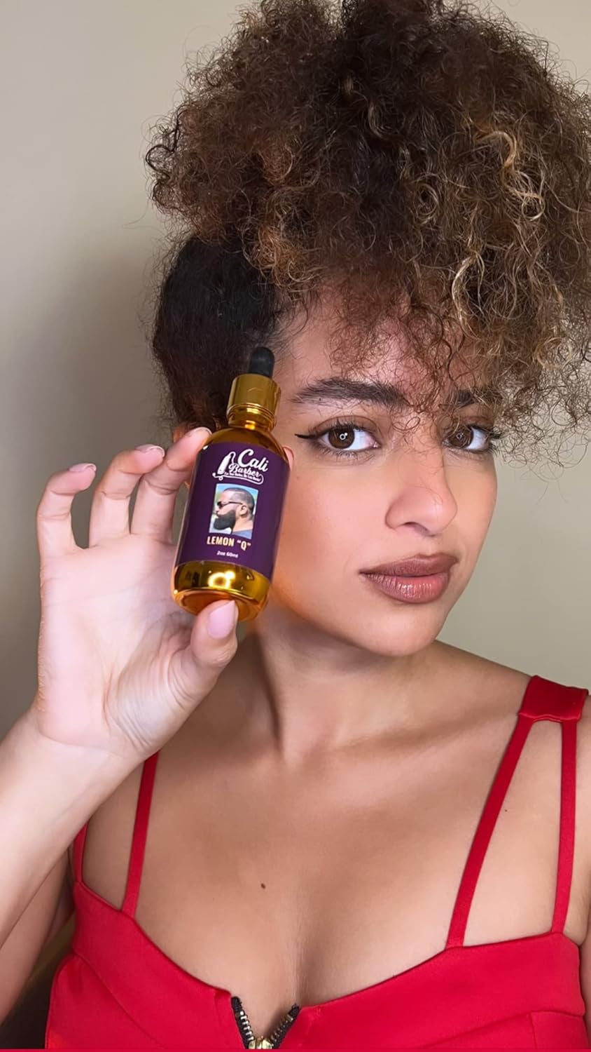 Organic Hair Oil | Moisturizes Dry Skin & Scalp | Reduces Itch | Promotes Growth (All Natural w/ Black Seed, Coconut, Lemon and Eucalyptus) | Beards, Braids, Locs, Permed and Natural Hair | Lemon "Q"