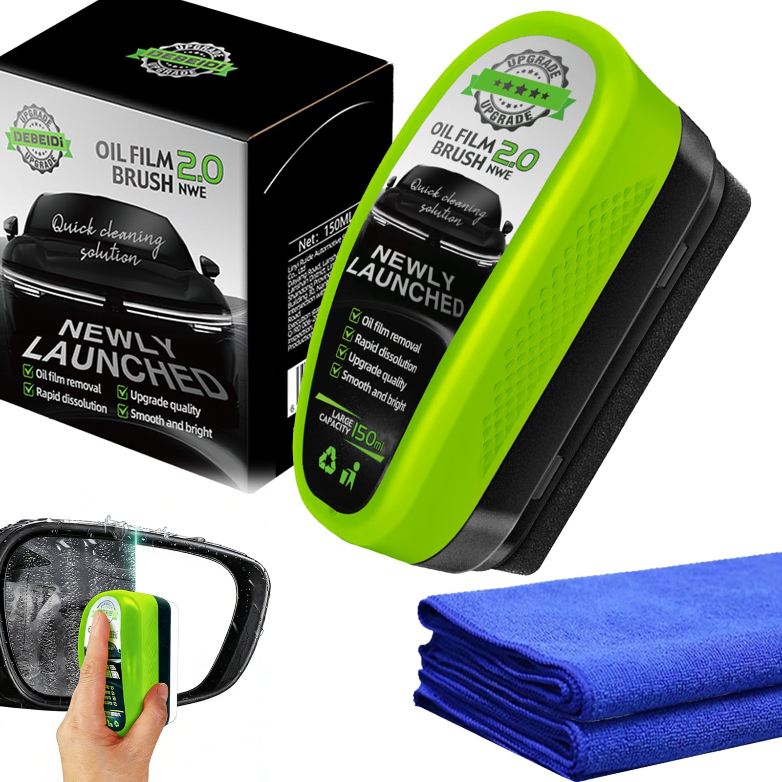 Oil Film Cleaning Brush, Scheibenreiniger Auto, Windschutzscheiben Reiniger, ölfilmentferner für Autoglas, Ölabweisende Folie für Autoscheiben, für Auto-Windschutzscheiben, Badezimmer Glastüren