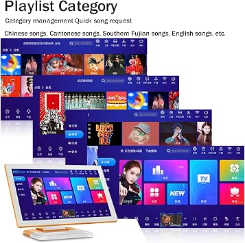 Smart Karaoke Machine- 19/21.5 Inch, Capacitive Touch Screen Karaoke Machine, 20+ Languages, App Control, Compatible: All Versions, with Recording, for Family/Home Party,500G,21.5-inch