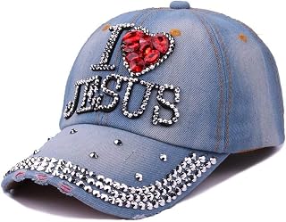 OIUHJN Men's Hats Caps Women's Men's Hat Denim Baseball Letter Bling Adjustable Rhinestone Baseball Caps Crochet