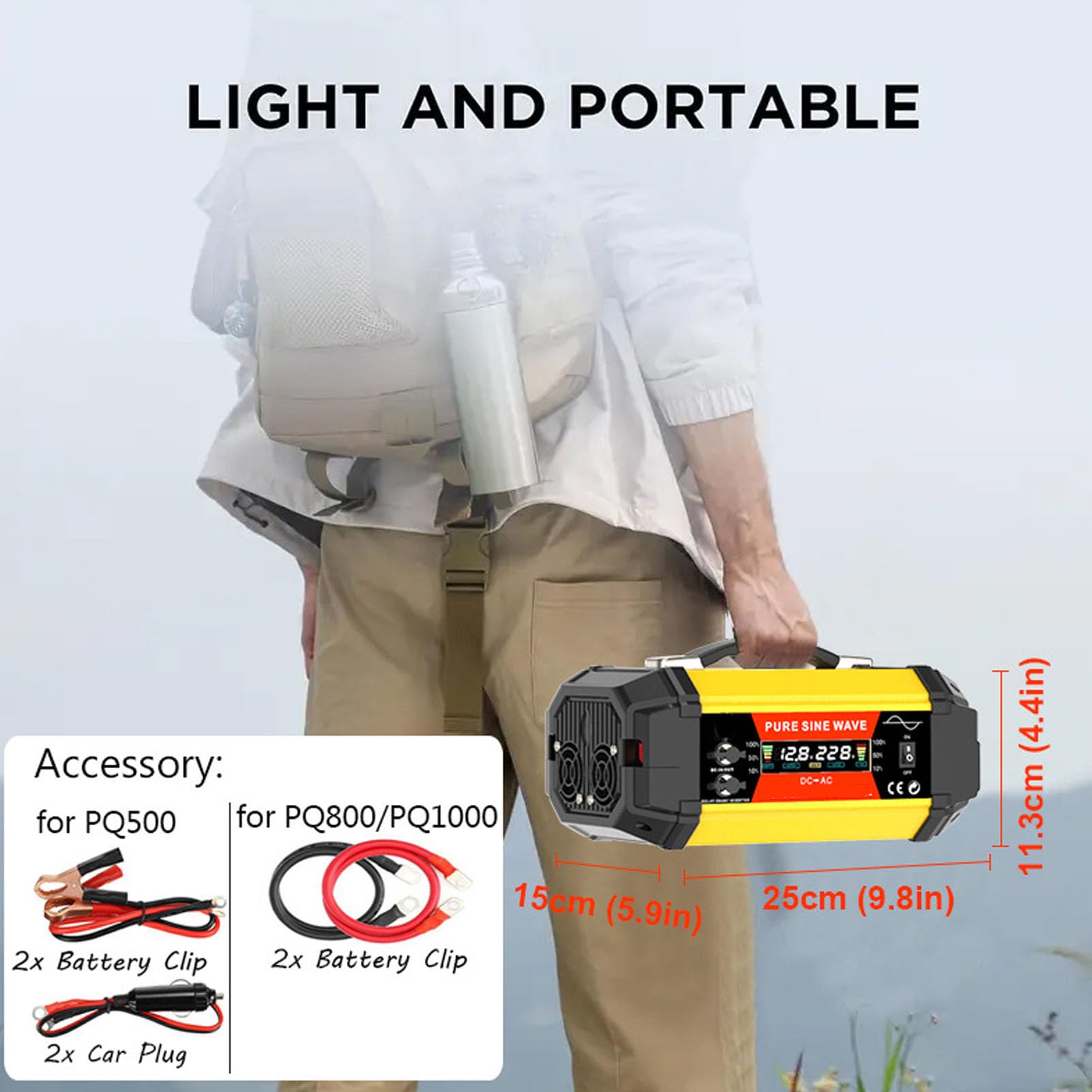 Topiky Convertitore Portatile Efficiente per Auto da 800 W per Viaggiatori di Emergenza Materiale ABS con Visualizzazione in Tempo Reale