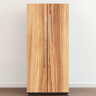 Self Adhesive Vinyl Refrigerator Wrap Hickory Wood Texture Series Door Mural Sticker Peel and Stick Removable Door Cover Fridge Wrap Decal for Kitchen Decor