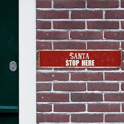 Vista 57 de Santa's Workshop North Pole Street Letreros personalizados de metal para exteriores, letrero de metal de bienvenida para Navidad, decoración