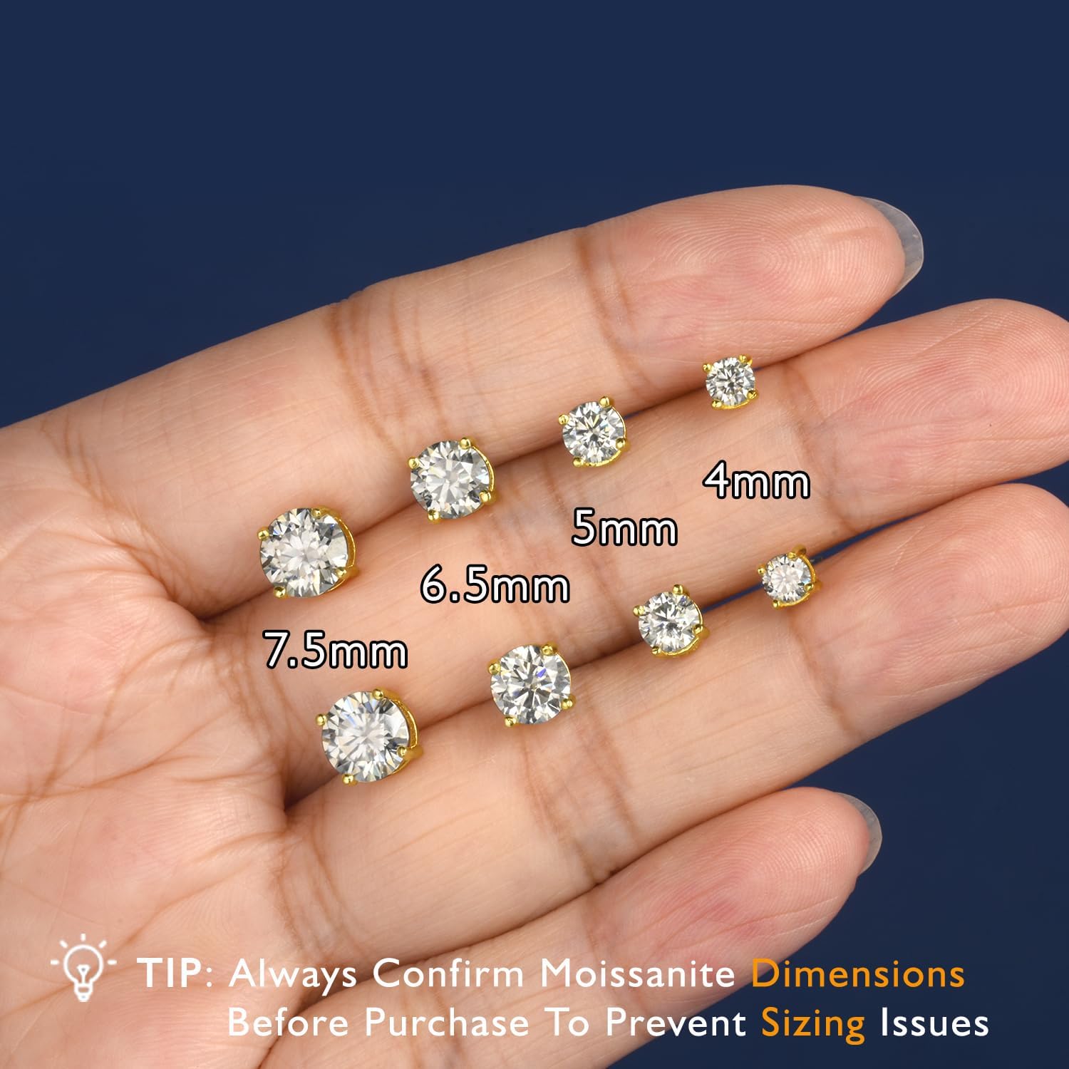 Moissanite Stud Earrings for Women Men D Color VVS1 Clarity Round Cut Lab Created Diamond 925 Sterling Silver 18K White Gold Plated Jewelry - Image 2