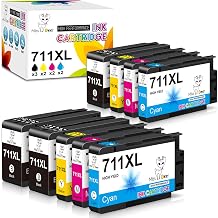 Miss Deer 711XL Ink Cartridges High Yield Combo Pack Replacement for hp 711 Ink Cartridges,Work for HP DesignJet T100 T120 T125 T130 T520 T525 T530 Printer80-ml BK / 29-ml C/M/Y 9 Pack