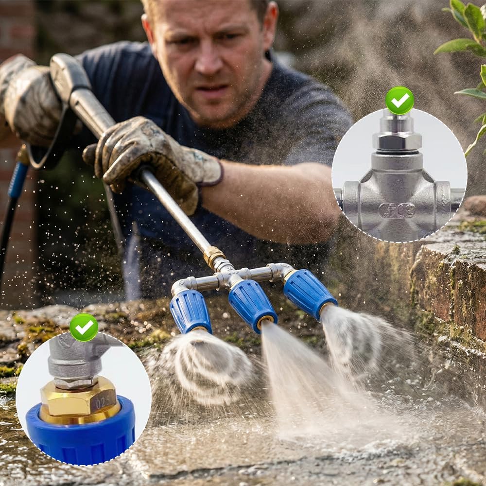 3 in 1 Triple Turbo Nozzle Pressure Washer, 360° Rotating Pressure Washer Turbo Nozzle with 1/4" Quick Connector, 2.5 Orifice Turbo Nozzle, 4000 PSI for Power Washer