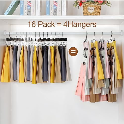 Miniatura 8 de TOPIA HANGER Perchas de metal para falda de 4 niveles para mujer, percha para pantalones, ahorra espacio con clips ajustables, gana un 70% más de