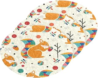 Scrub Sponge Geometric Squirrel Maple Kitchen Washing Dishes Cleaning Sponges Hazelnuts Leaves Non Scratch Sponge for Dish Countertops Sinks Floors Showers Tile Sinks, 3 Pack