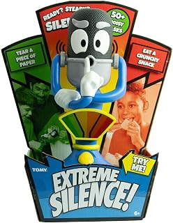 TOMY Extreme Silence Party Game, Quiet Skill Game for Children and Families, Noise Sensor, 50 Task Cards, Create Your Own Challenges, from 6 Years, 2+ Players