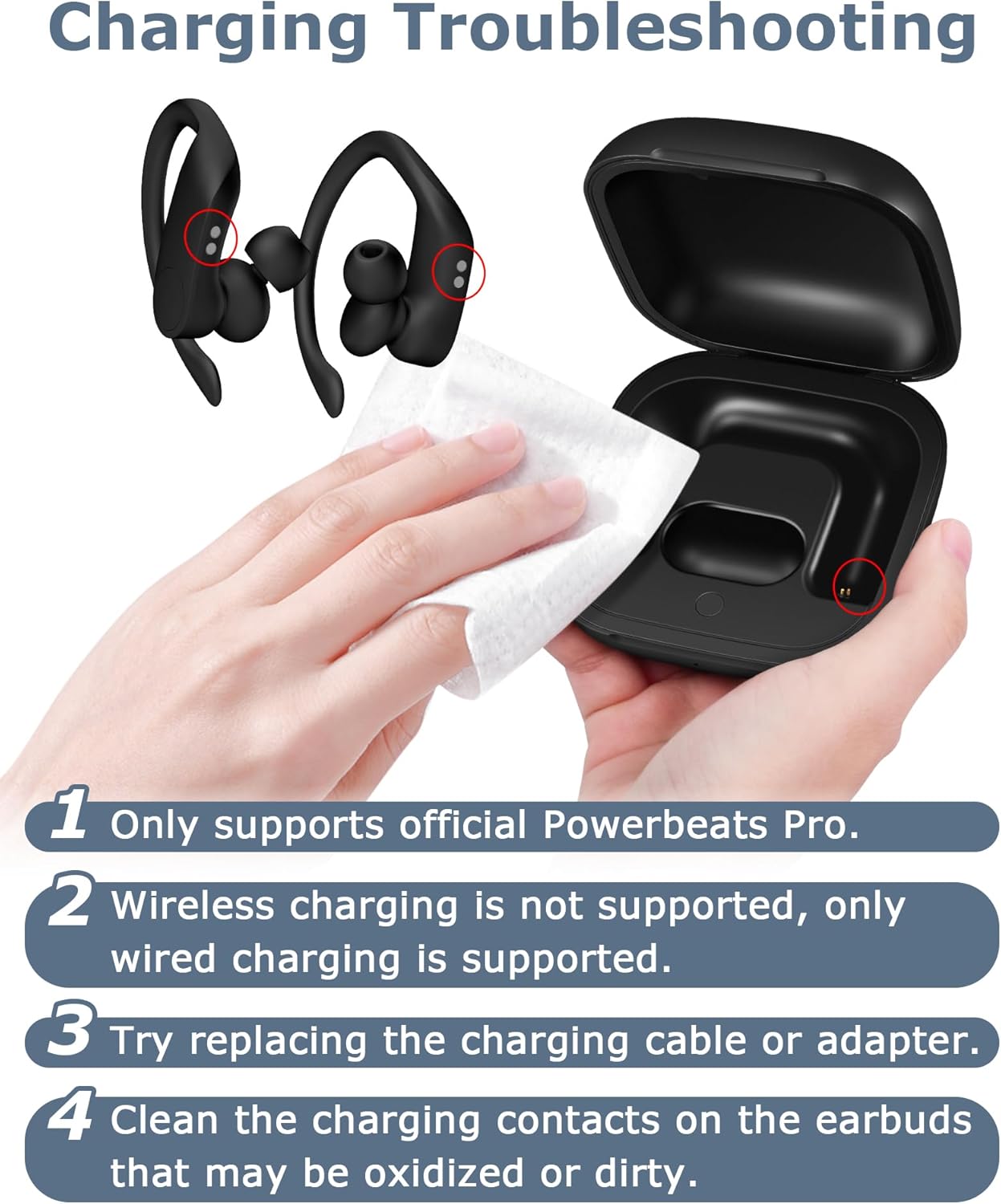 Charging Case Replacement Compatible with Powerbeats Pro - 700mAh Battery Portable Earbuds Charger Case with Bluetooth Pairing - Image 7